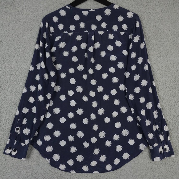 Equipment Shirt Womens Medium Blue White Floral Lynn Daisy Silk Button Up Blouse - Picture 2 of 12